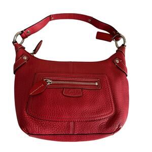 Coach Red Pebbled Leather Shoulder Bag Y2K Vintage Hobo Cherry Red It-Girl Purse